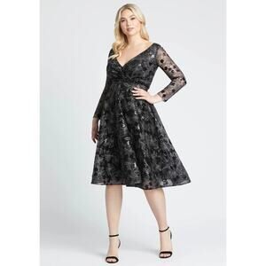 Mac Duggal 67541 Metallic Black Floral A Line Dress
